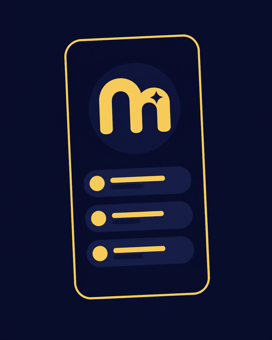 A phone showing a Maia bio page: profile and link cards